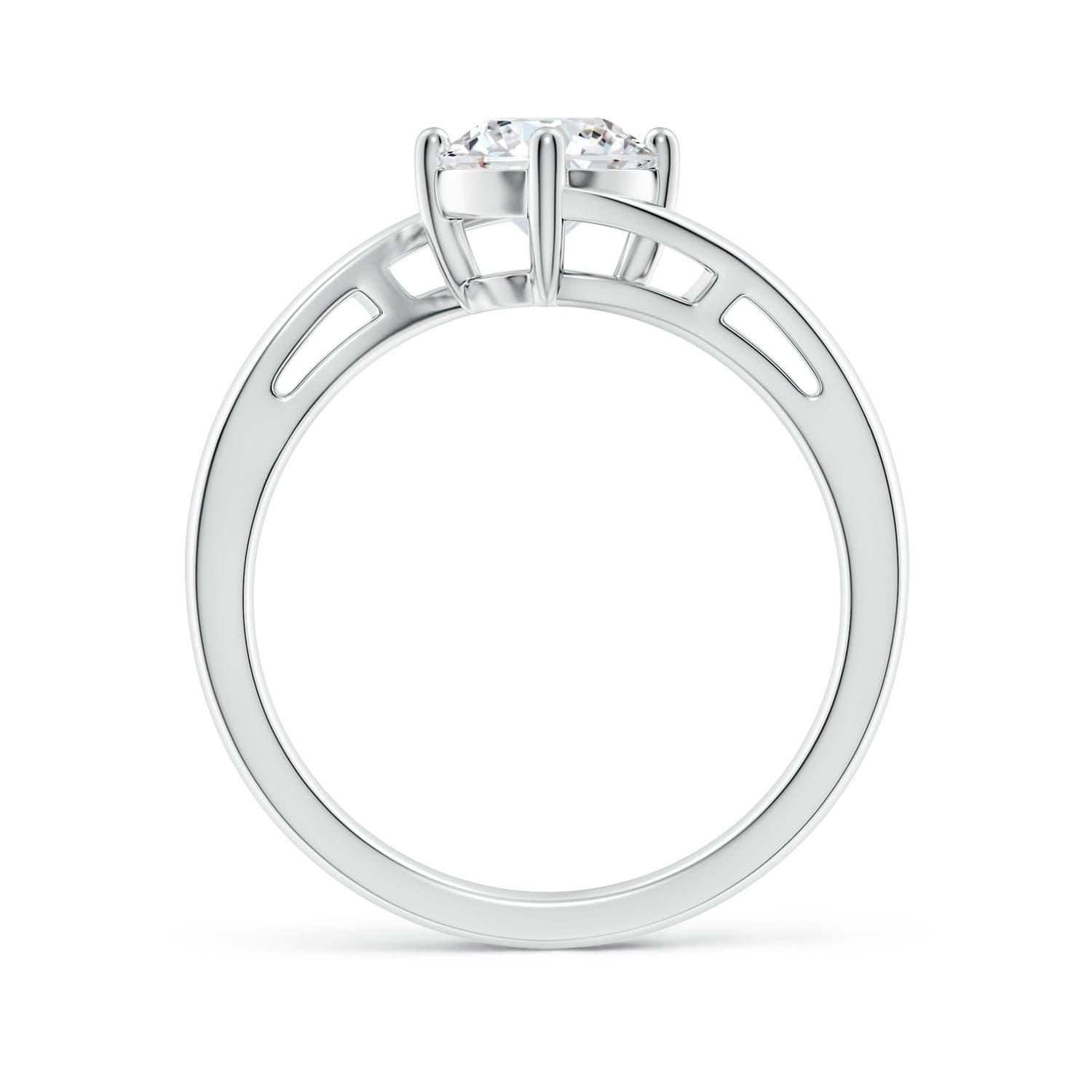 6.4mm FGVS Lab-Grown Classic Round Diamond Solitaire Bypass Ring in White Gold