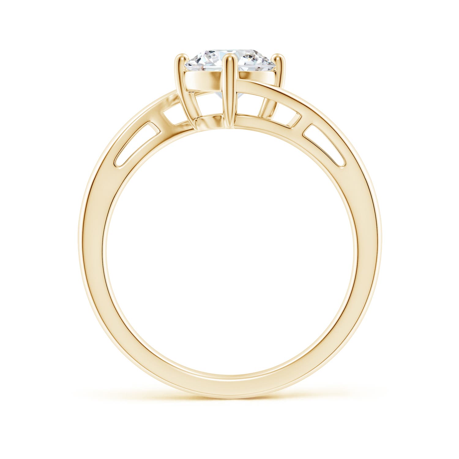 6.4mm FGVS Lab-Grown Classic Round Diamond Solitaire Bypass Ring in Yellow Gold - side 3