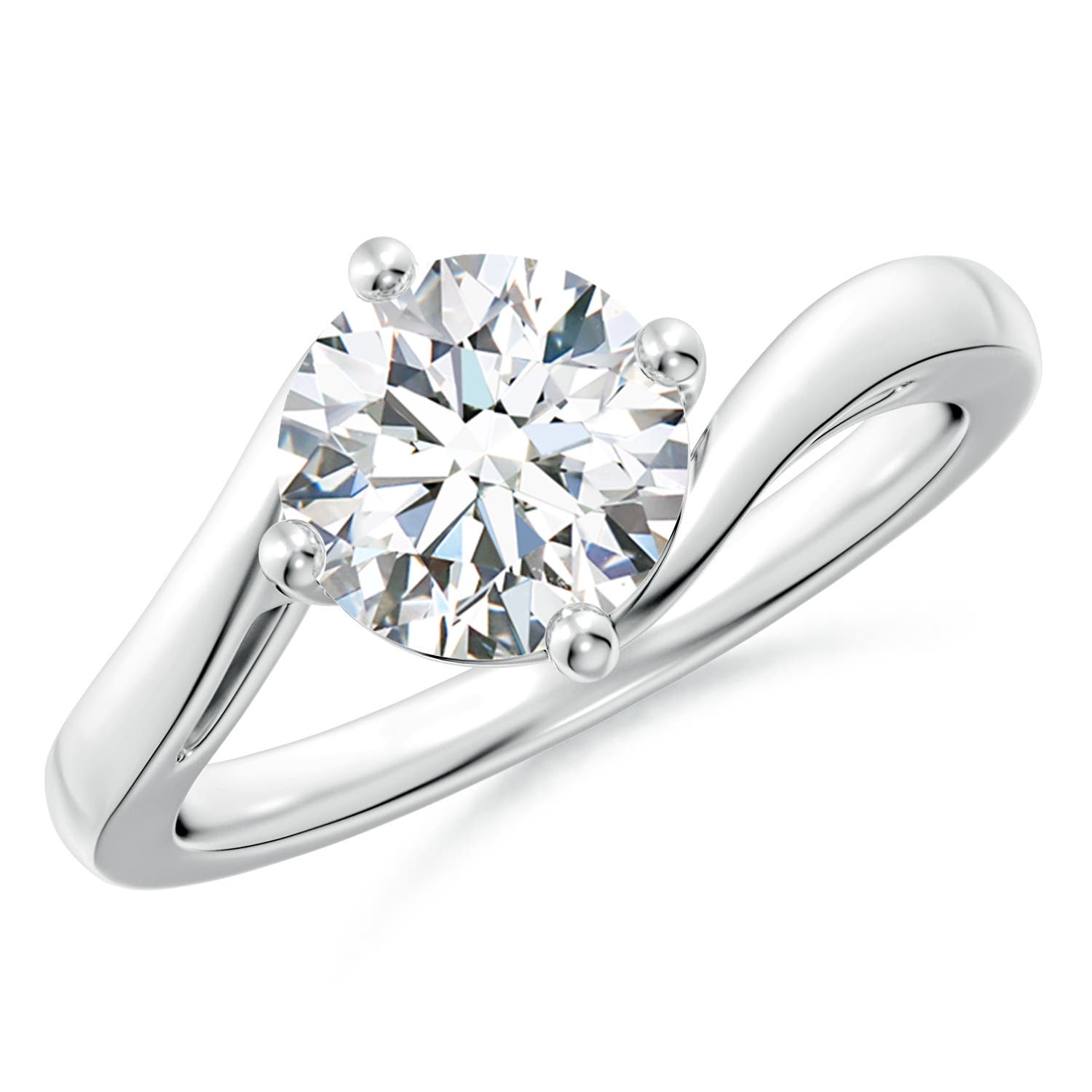 7.4mm FGVS Lab-Grown Classic Round Diamond Solitaire Bypass Ring in P950 Platinum