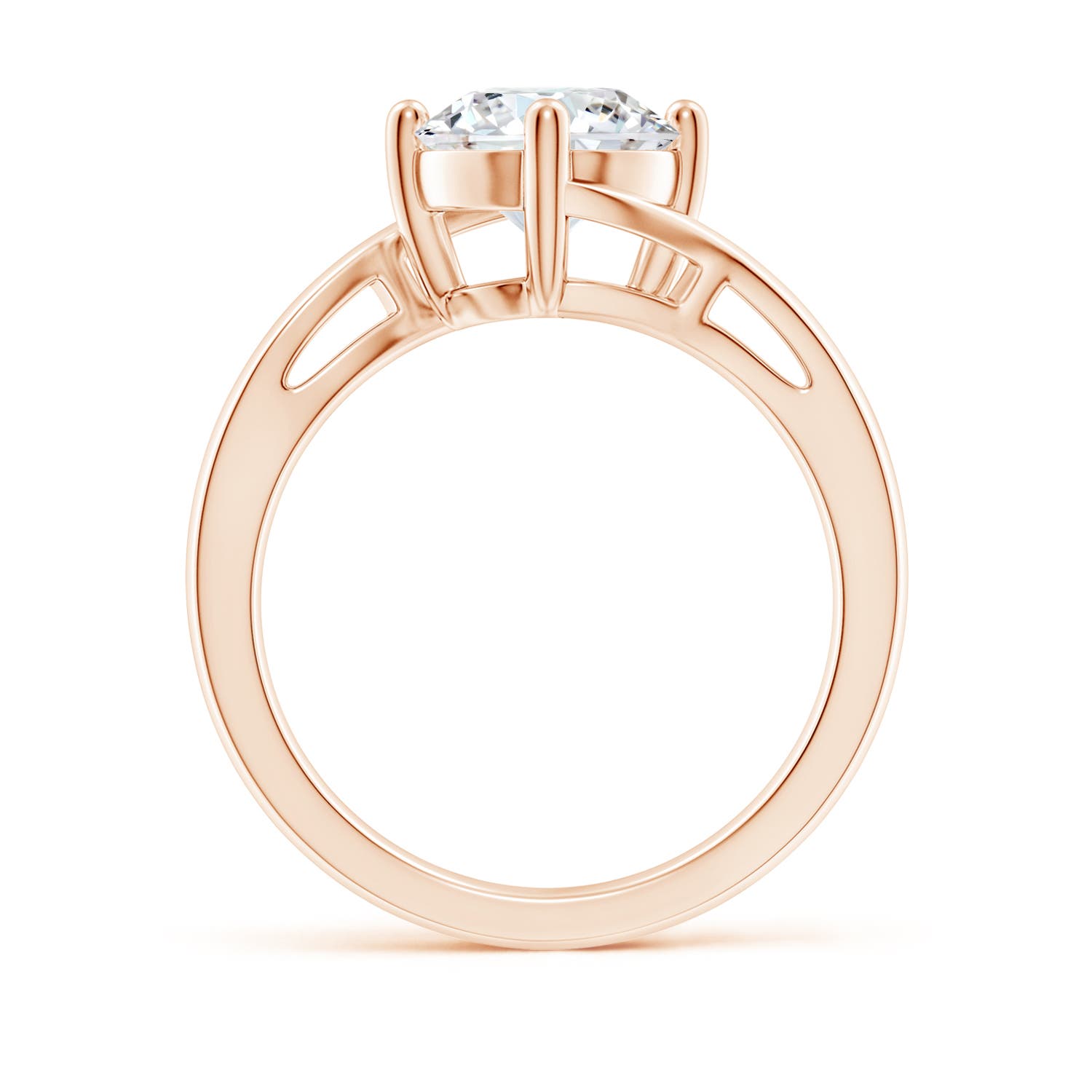 8mm FGVS Lab-Grown Classic Round Diamond Solitaire Bypass Ring in 18K Rose Gold