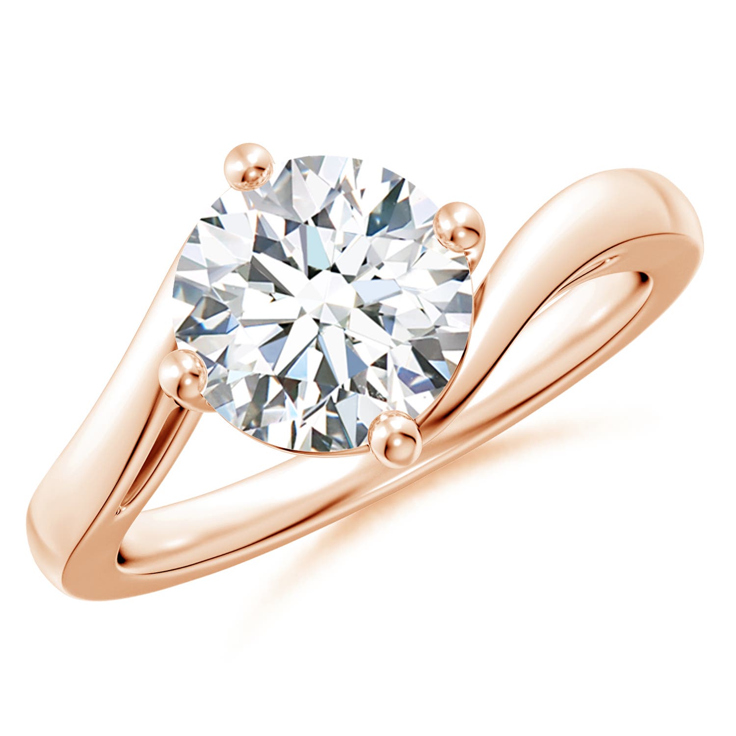8mm FGVS Lab-Grown Classic Round Diamond Solitaire Bypass Ring in Rose Gold