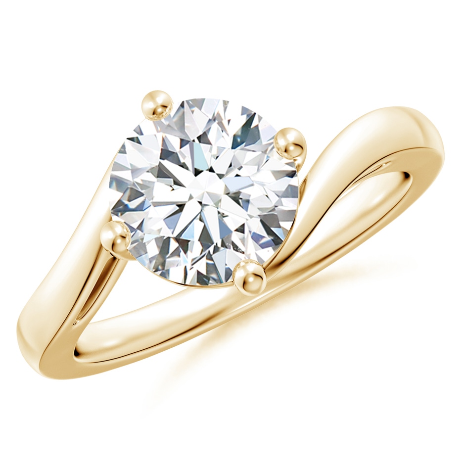 8mm FGVS Lab-Grown Classic Round Diamond Solitaire Bypass Ring in Yellow Gold 