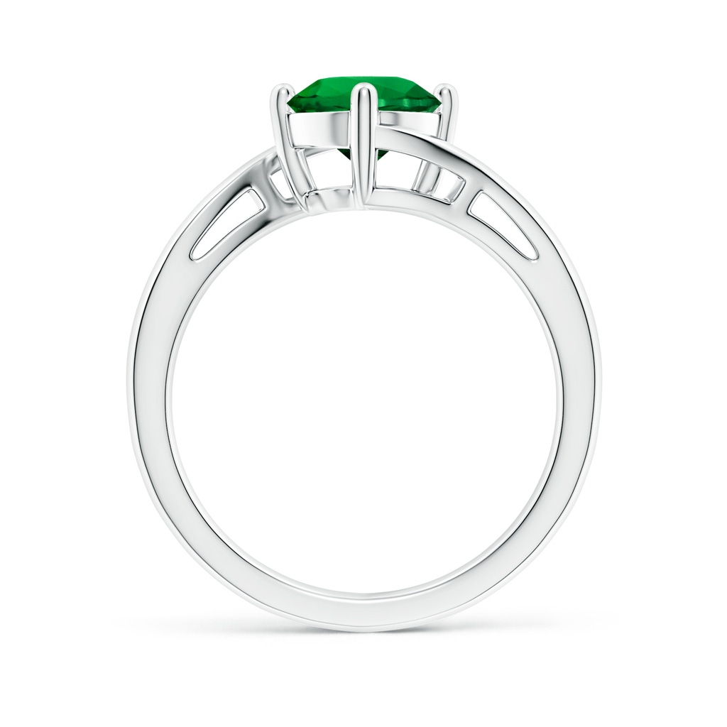7mm Labgrown Lab-Grown Classic Round Emerald Solitaire Bypass Ring in S999 Silver - side 199