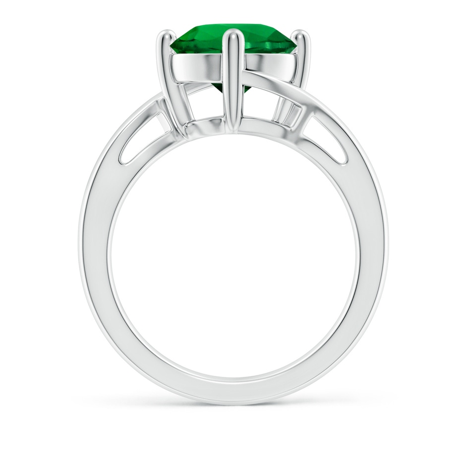 9mm Labgrown Lab-Grown Classic Round Emerald Solitaire Bypass Ring in 18K White Gold side 199