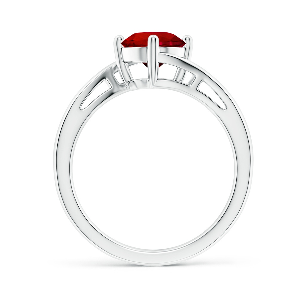 7mm Labgrown Lab-Grown Classic Round Ruby Solitaire Bypass Ring in 18K White Gold - side 199