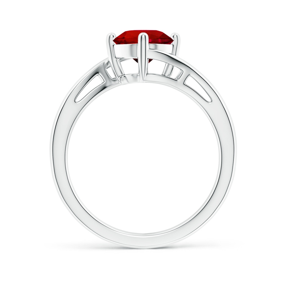 7mm Labgrown Lab-Grown Classic Round Ruby Solitaire Bypass Ring in 18K White Gold side 199