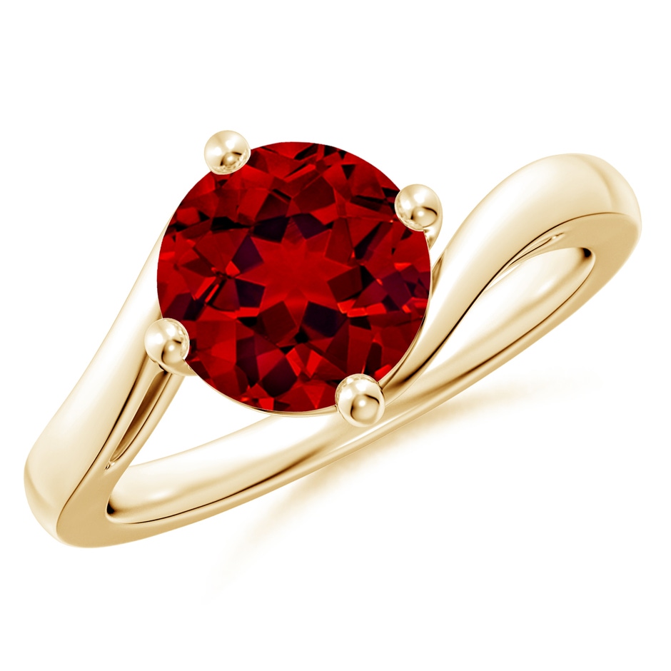 8mm Labgrown Lab-Grown Classic Round Ruby Solitaire Bypass Ring in 18K Yellow Gold 