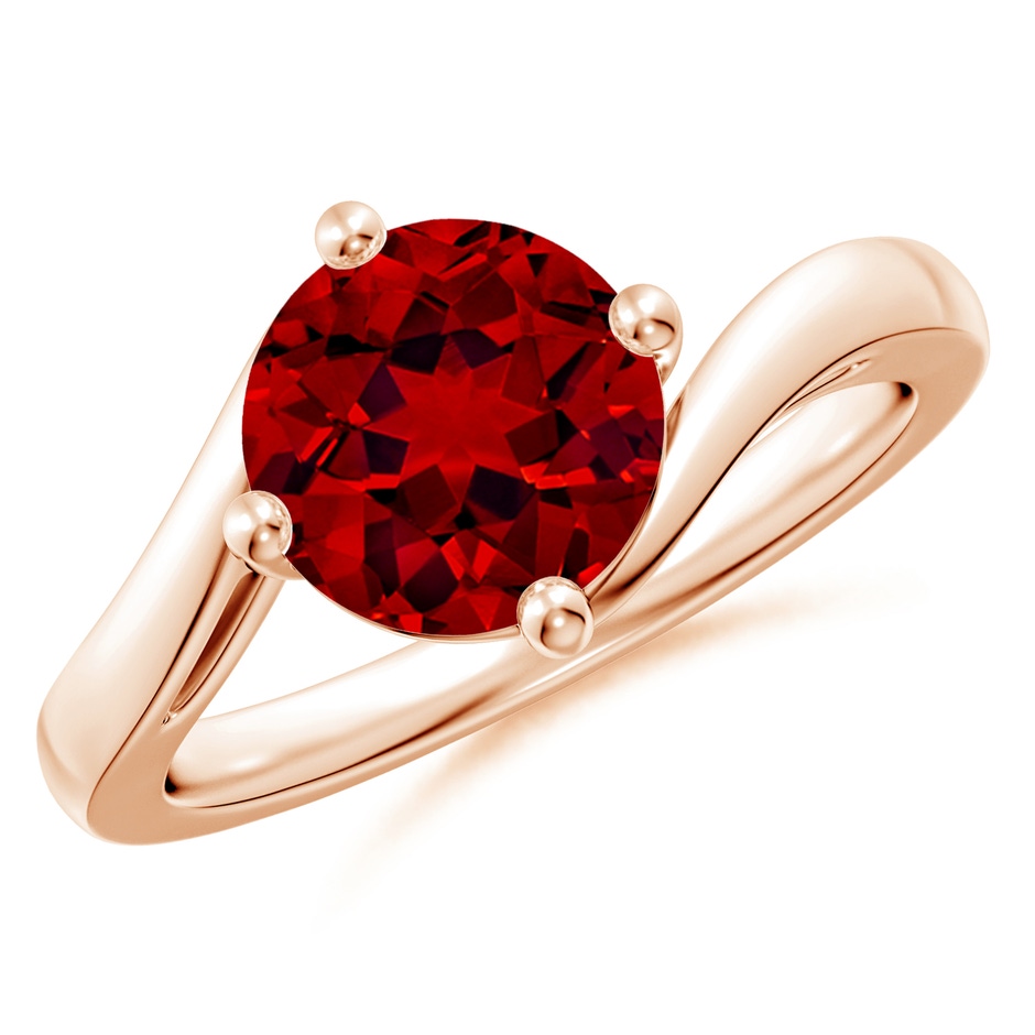 8mm Labgrown Lab-Grown Classic Round Ruby Solitaire Bypass Ring in Rose Gold 