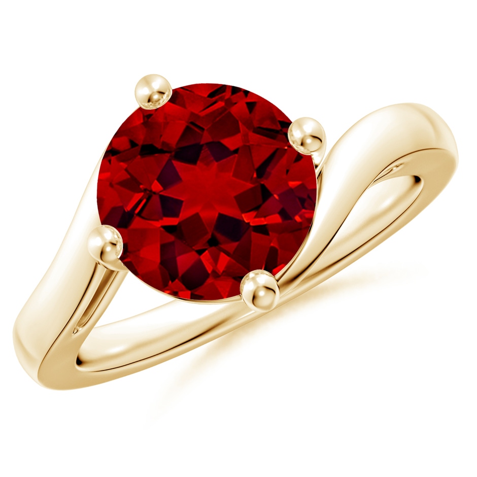 9mm Labgrown Lab-Grown Classic Round Ruby Solitaire Bypass Ring in 18K Yellow Gold 