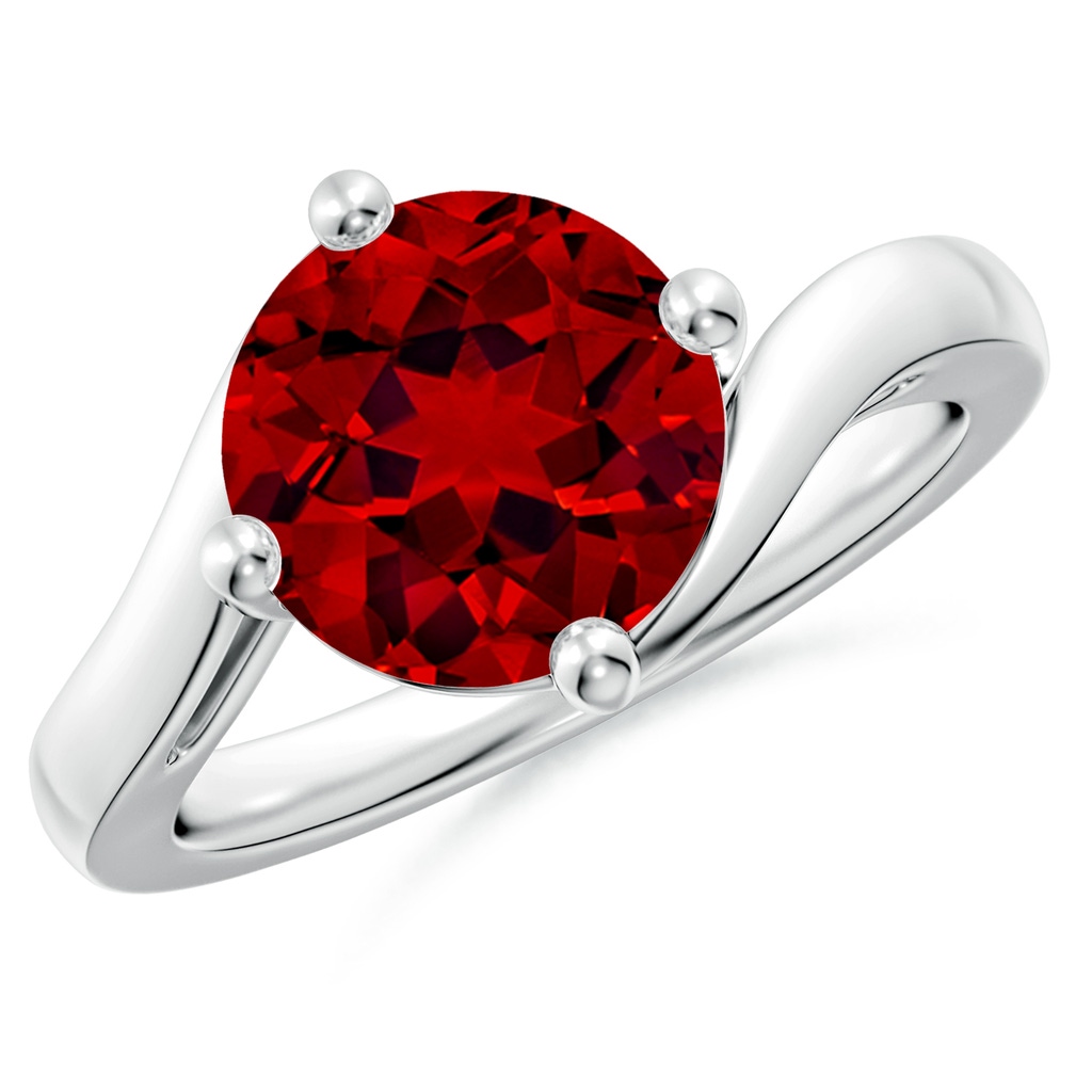 9mm Labgrown Lab-Grown Classic Round Ruby Solitaire Bypass Ring in S999 Silver