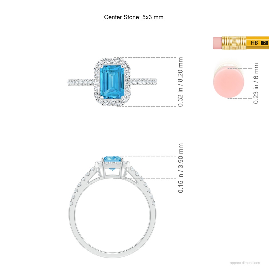 5x3mm Labgrown Emerald-Cut Lab-Grown Fancy Intense Blue Diamond Halo Ring in P950 Platinum ruler