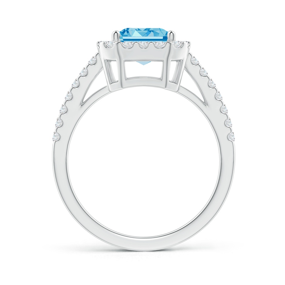 7x5mm Labgrown Emerald-Cut Lab-Grown Fancy Intense Blue Diamond Halo Ring in P950 Platinum side 199