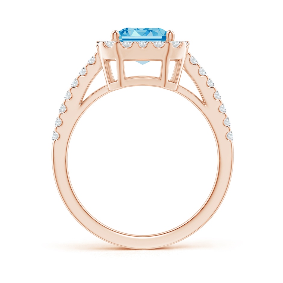 7x5mm Labgrown Emerald-Cut Lab-Grown Fancy Intense Blue Diamond Halo Ring in Rose Gold side 199