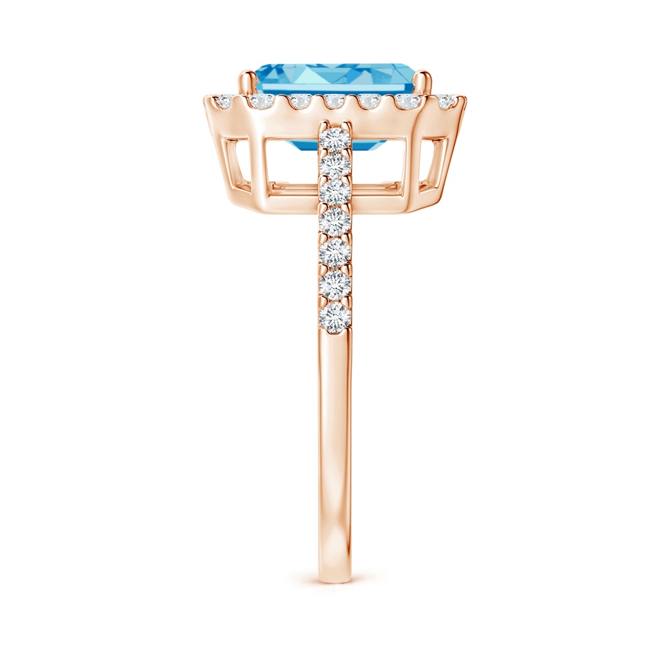 7x5mm Labgrown Emerald-Cut Lab-Grown Fancy Intense Blue Diamond Halo Ring in Rose Gold side 299