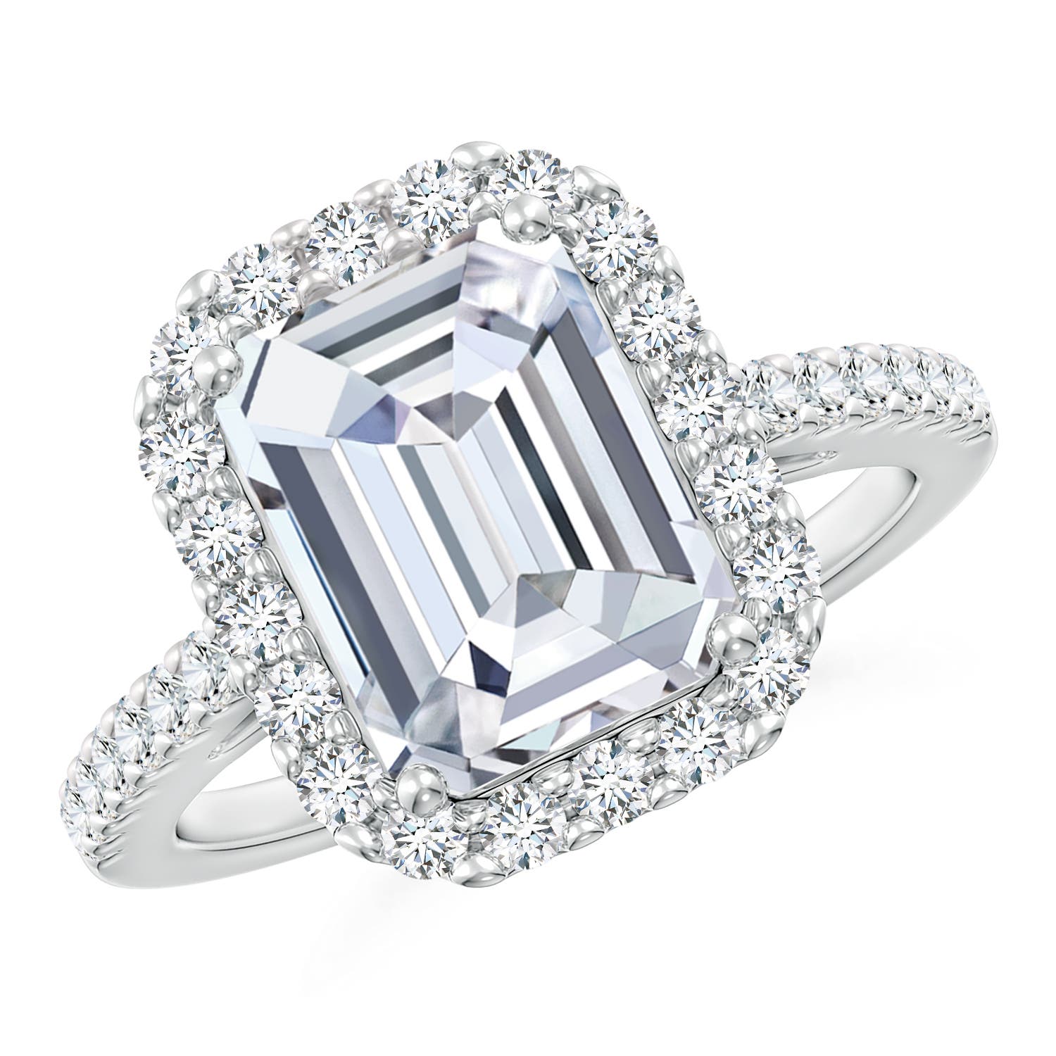 Lab-Grown Emerald-Cut Diamond Halo Ring