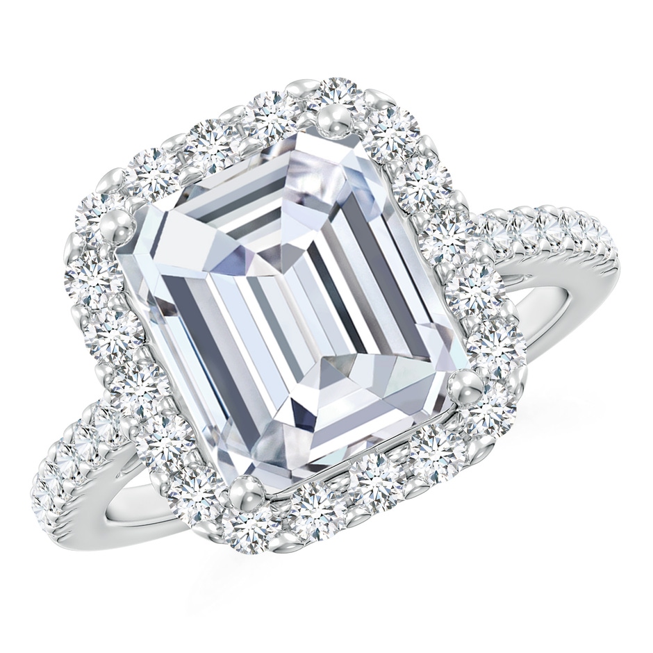 10x8.5mm FGVS Lab-Grown Emerald-Cut Diamond Halo Ring in White Gold 