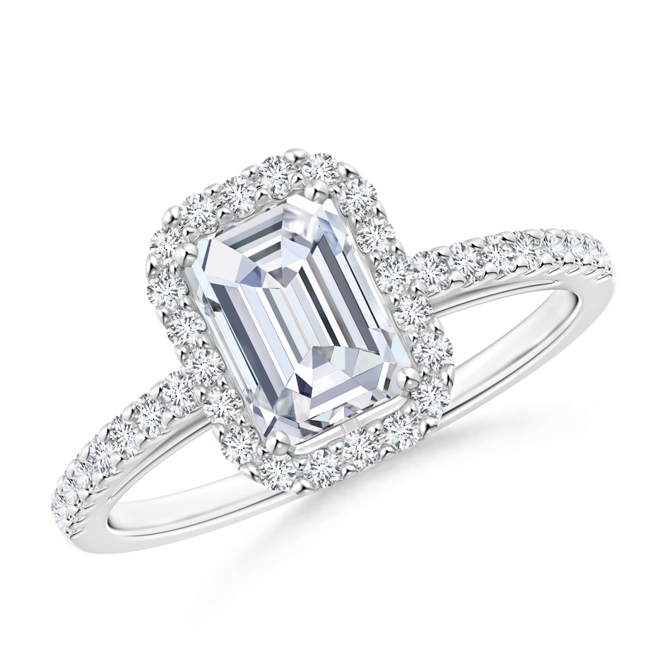 5x3mm FGVS Lab-Grown Emerald-Cut Diamond Halo Ring in 10K White Gold 