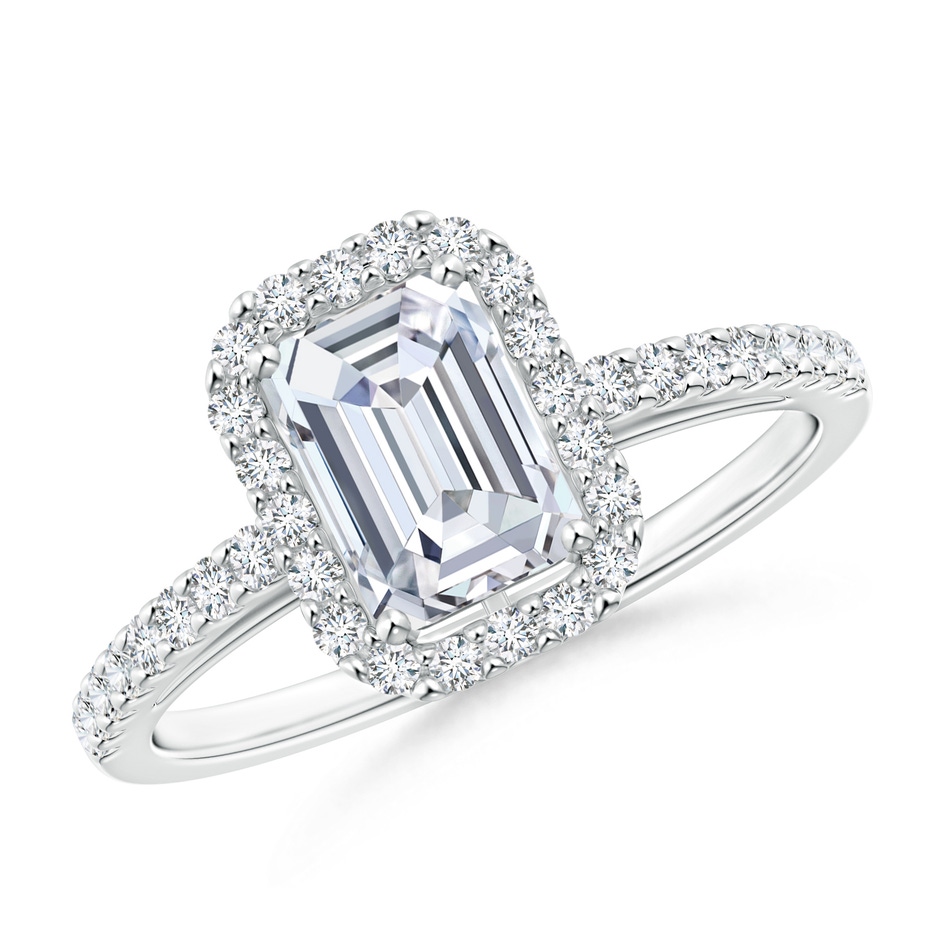 5x3mm FGVS Lab-Grown Emerald-Cut Diamond Halo Ring in White Gold 