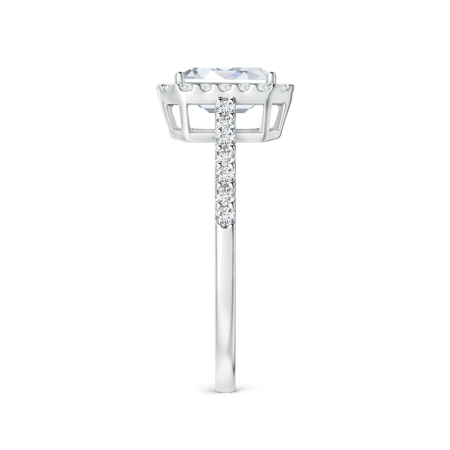 5x3mm FGVS Lab-Grown Emerald-Cut Diamond Halo Ring in White Gold - side 6