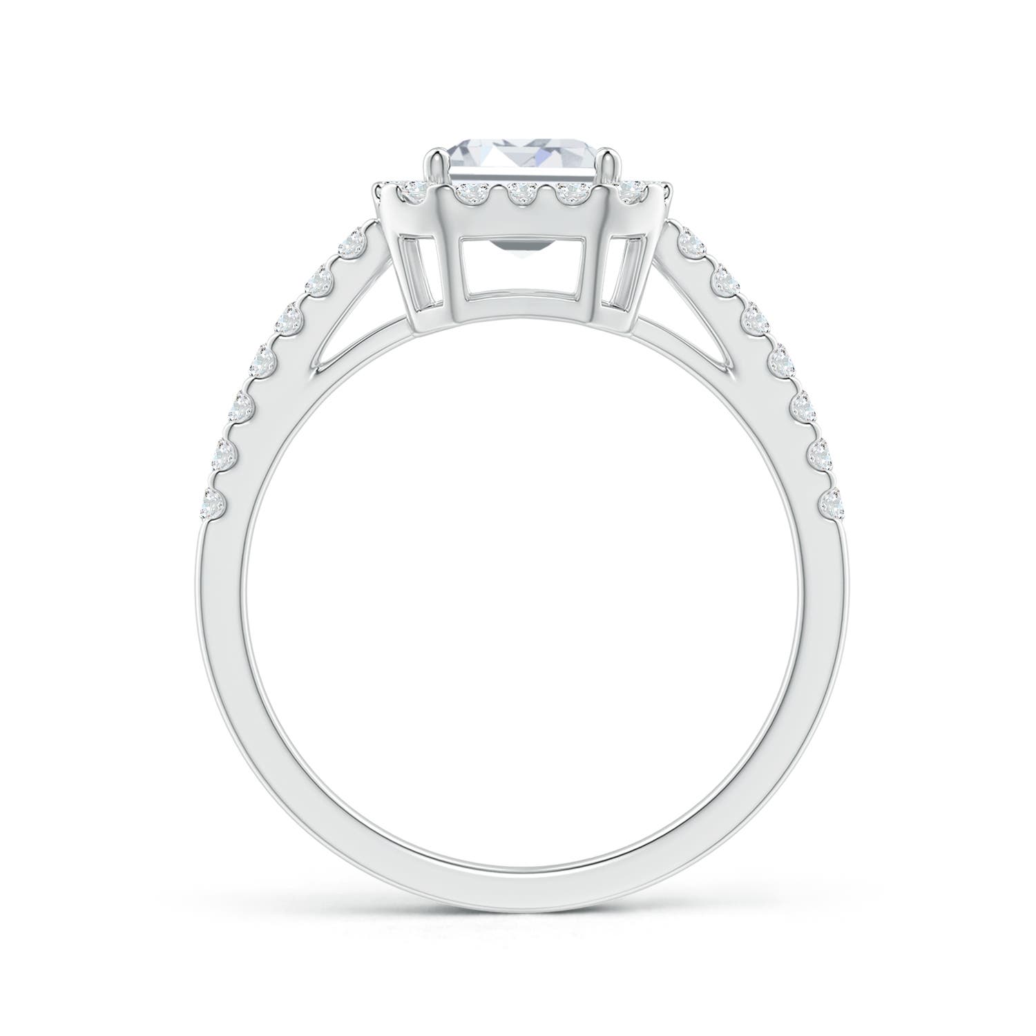 6x4mm FGVS Lab-Grown Emerald-Cut Diamond Halo Ring in White Gold - side 4