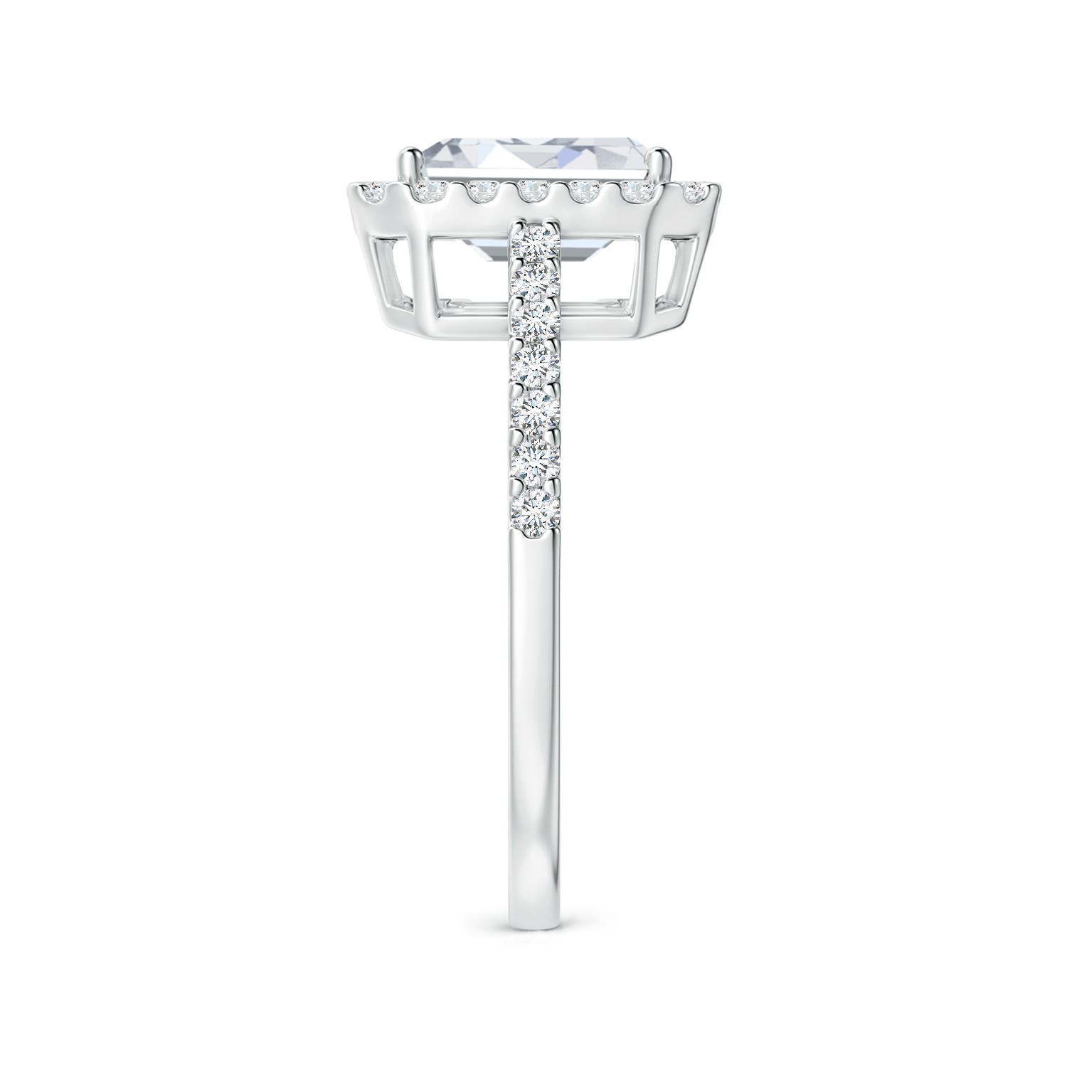 6x4mm FGVS Lab-Grown Emerald-Cut Diamond Halo Ring in White Gold - side 6