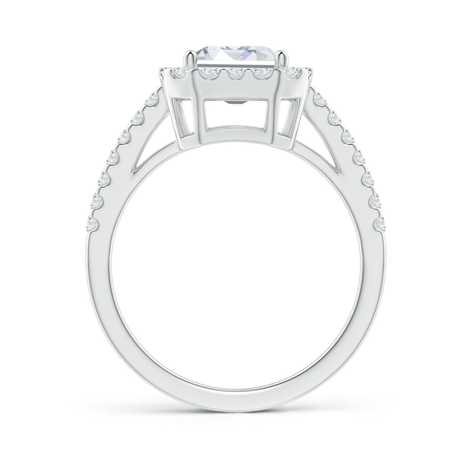 8.5x6.5mm FGVS Lab-Grown Emerald-Cut Diamond Halo Ring in White Gold