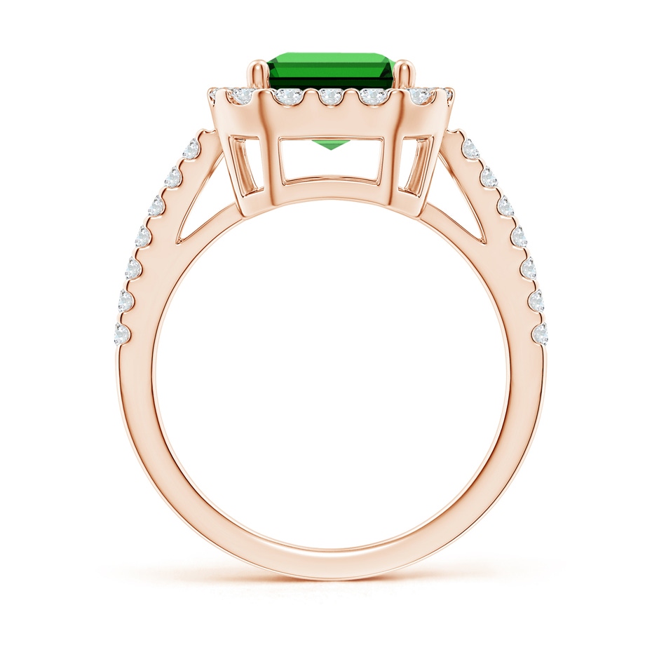 10x8mm Labgrown Lab-Grown Emerald-Cut Emerald Halo Ring in Rose Gold side 199