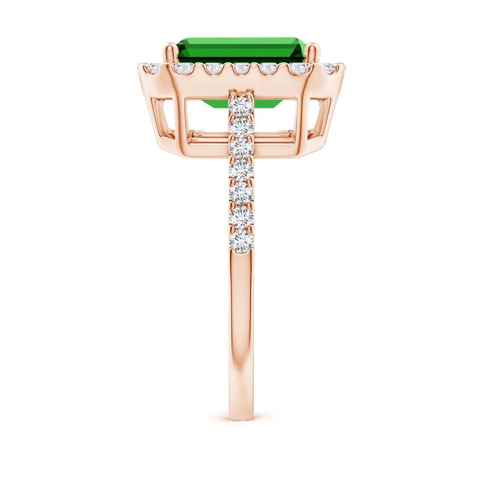 10x8mm Labgrown Lab-Grown Emerald-Cut Emerald Halo Ring in Rose Gold side 299