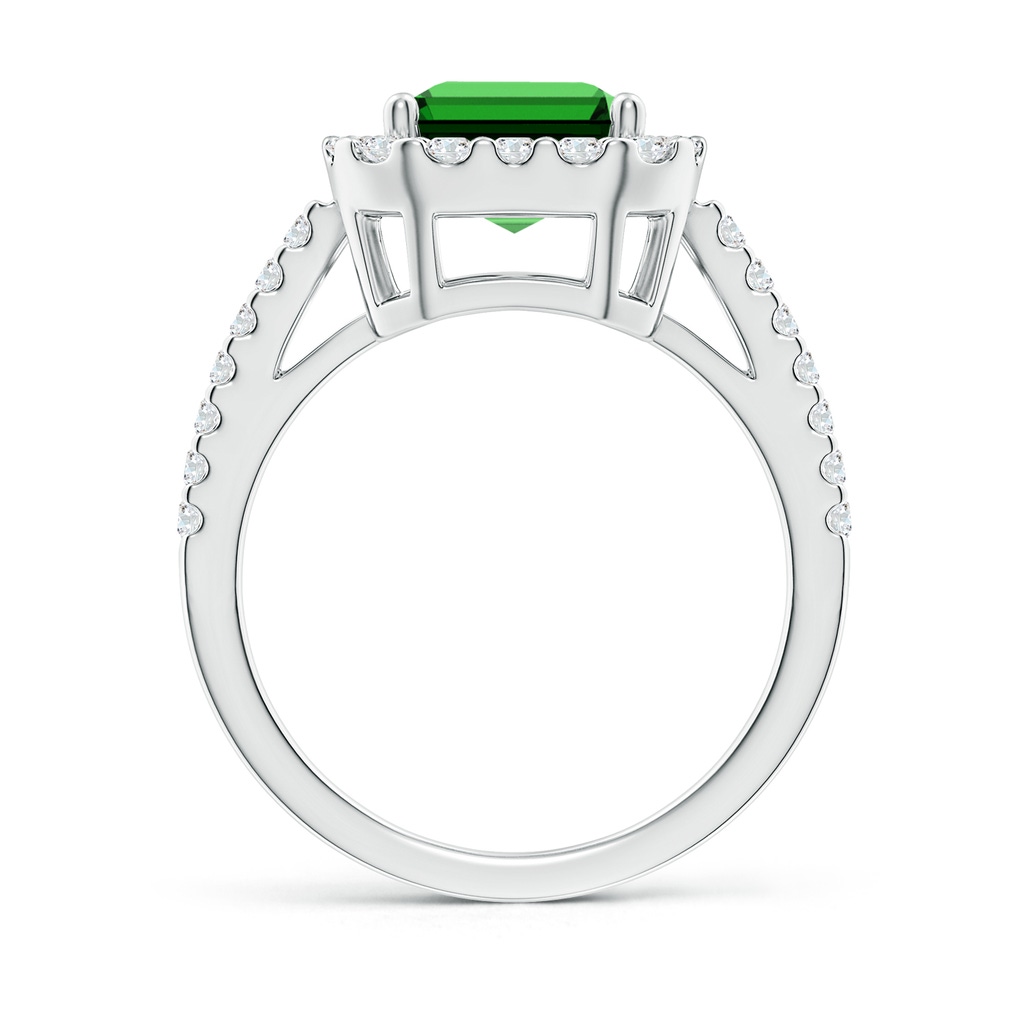 10x8mm Labgrown Lab-Grown Emerald-Cut Emerald Halo Ring in White Gold Side 199
