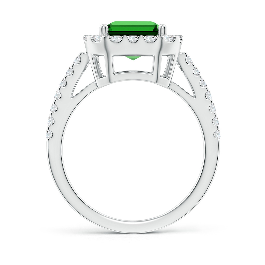 10x8mm Labgrown Lab-Grown Emerald-Cut Emerald Halo Ring in White Gold - side 199