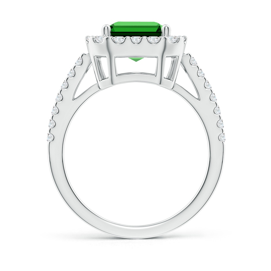 10x8mm Labgrown Lab-Grown Emerald-Cut Emerald Halo Ring in White Gold side 199