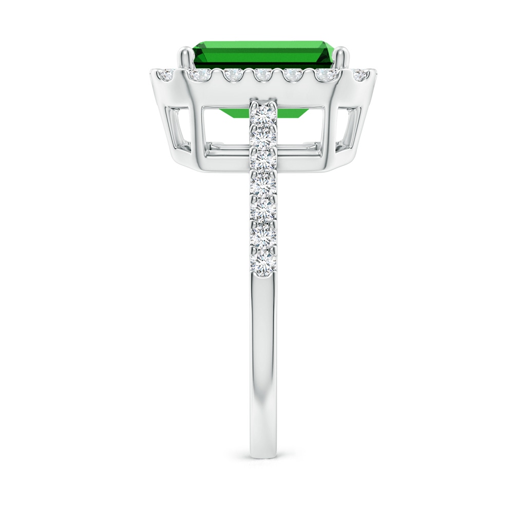 10x8mm Labgrown Lab-Grown Emerald-Cut Emerald Halo Ring in White Gold Side 299
