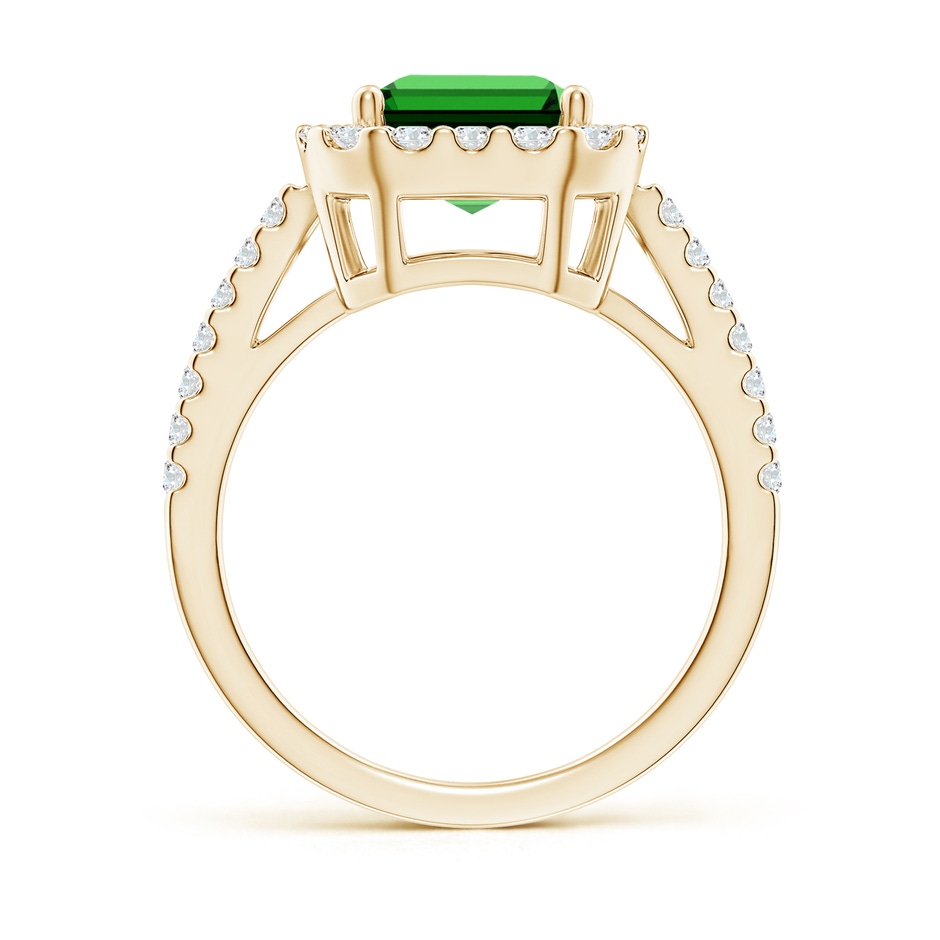 10x8mm Labgrown Lab-Grown Emerald-Cut Emerald Halo Ring in Yellow Gold side 199