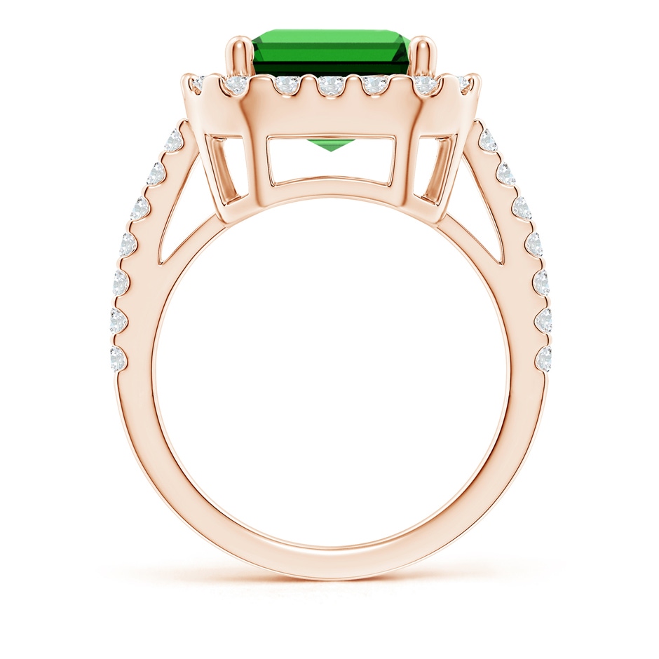 12x10mm Labgrown Lab-Grown Emerald-Cut Emerald Halo Ring in Rose Gold side 199