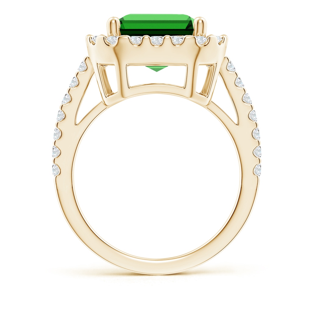 12x10mm Labgrown Lab-Grown Emerald-Cut Emerald Halo Ring in Yellow Gold - side 199