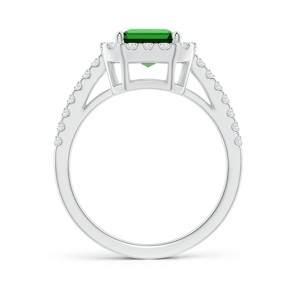 9x7mm Labgrown Lab-Grown Emerald-Cut Emerald Halo Ring in P950 Platinum side 199