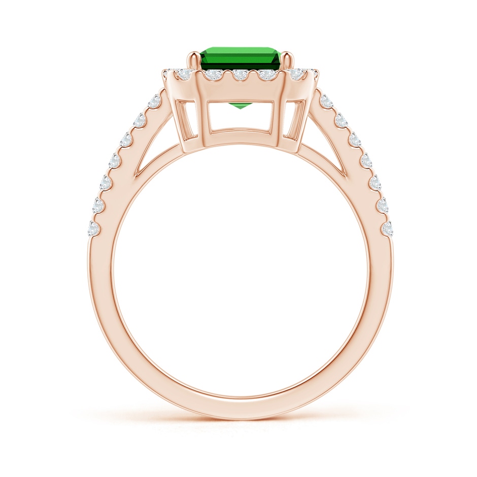 9x7mm Labgrown Lab-Grown Emerald-Cut Emerald Halo Ring in Rose Gold side 199