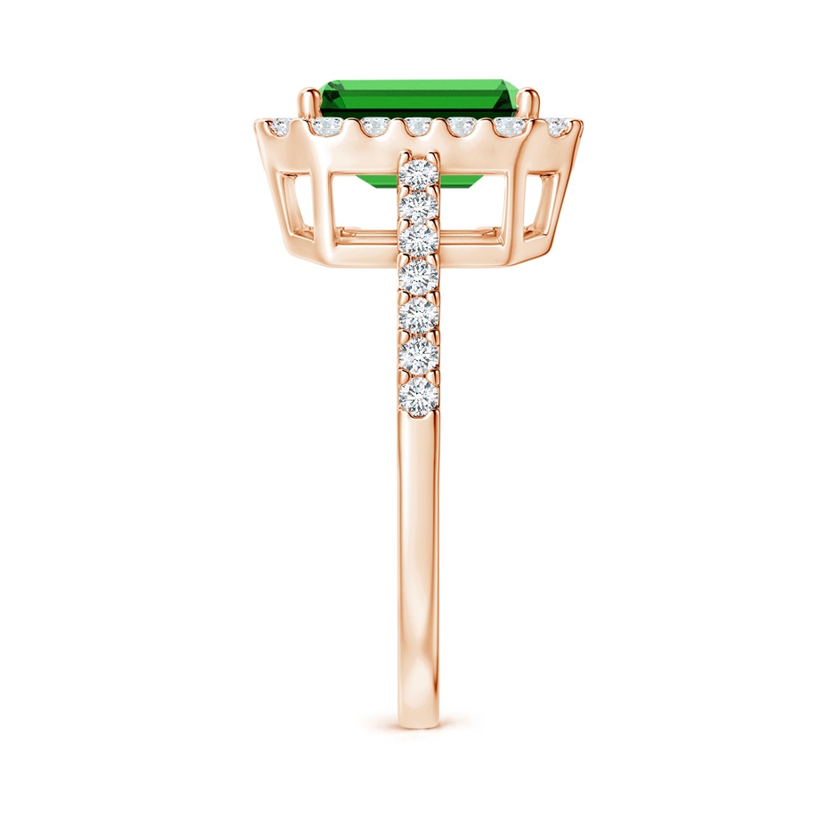 9x7mm Labgrown Lab-Grown Emerald-Cut Emerald Halo Ring in Rose Gold side 299