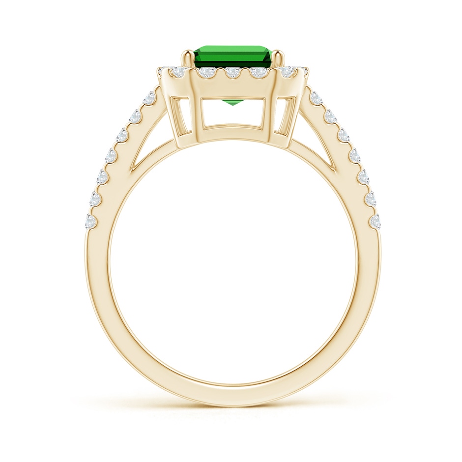 9x7mm Labgrown Lab-Grown Emerald-Cut Emerald Halo Ring in Yellow Gold side 199