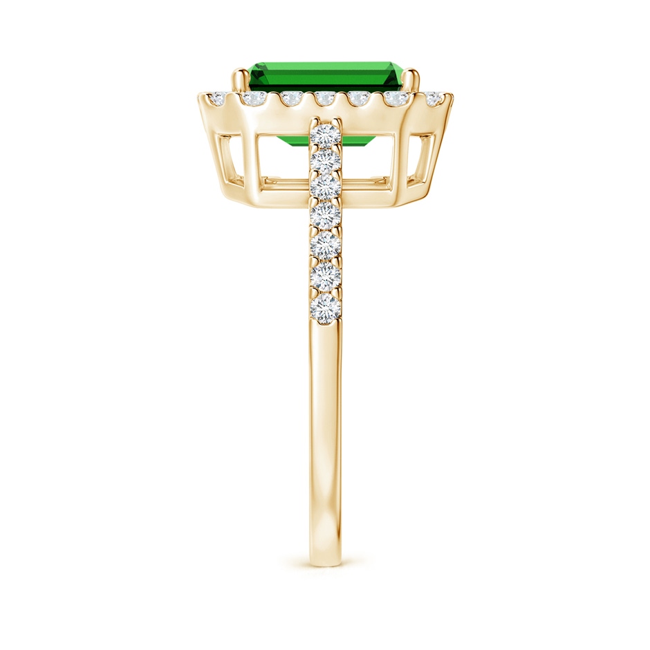 9x7mm Labgrown Lab-Grown Emerald-Cut Emerald Halo Ring in Yellow Gold side 299