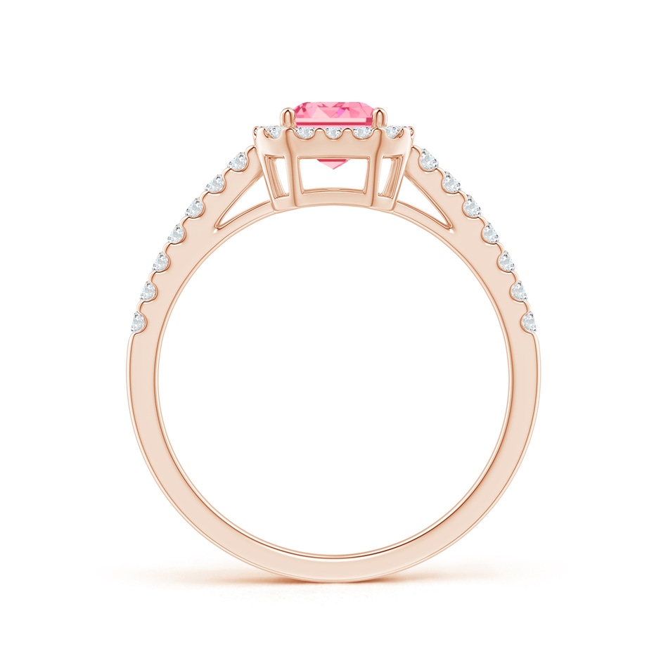 5x3mm Labgrown Emerald-Cut Lab-Grown Fancy Intense Pink Diamond Halo Ring in Rose Gold side 199