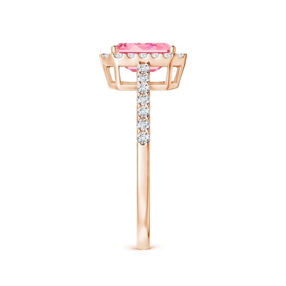 5x3mm Labgrown Emerald-Cut Lab-Grown Fancy Intense Pink Diamond Halo Ring in Rose Gold side 299
