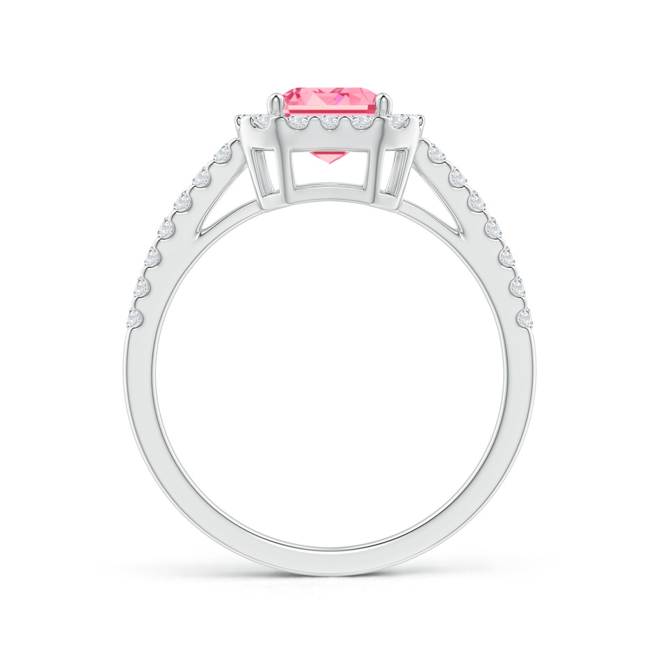 6x4mm Labgrown Emerald-Cut Lab-Grown Fancy Intense Pink Diamond Halo Ring in P950 Platinum side 199