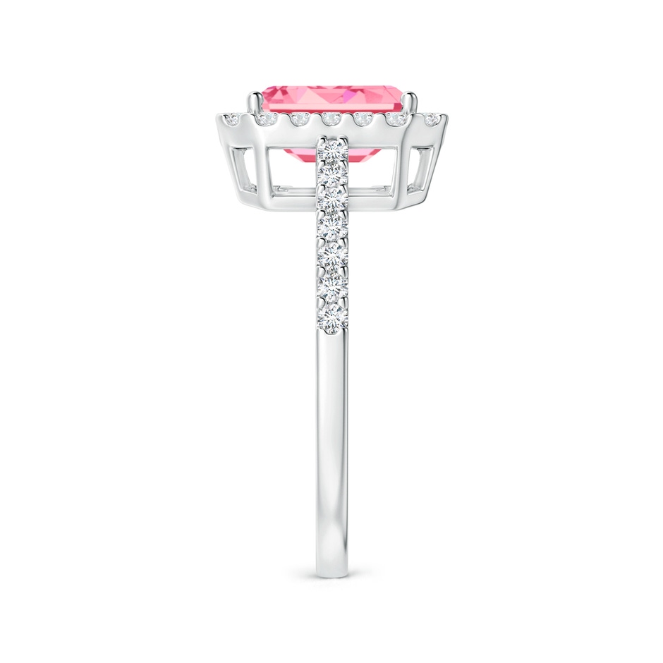 6x4mm Labgrown Emerald-Cut Lab-Grown Fancy Intense Pink Diamond Halo Ring in P950 Platinum side 299