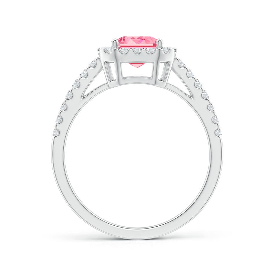 6x4mm Labgrown Emerald-Cut Lab-Grown Fancy Intense Pink Diamond Halo Ring in White Gold side 199