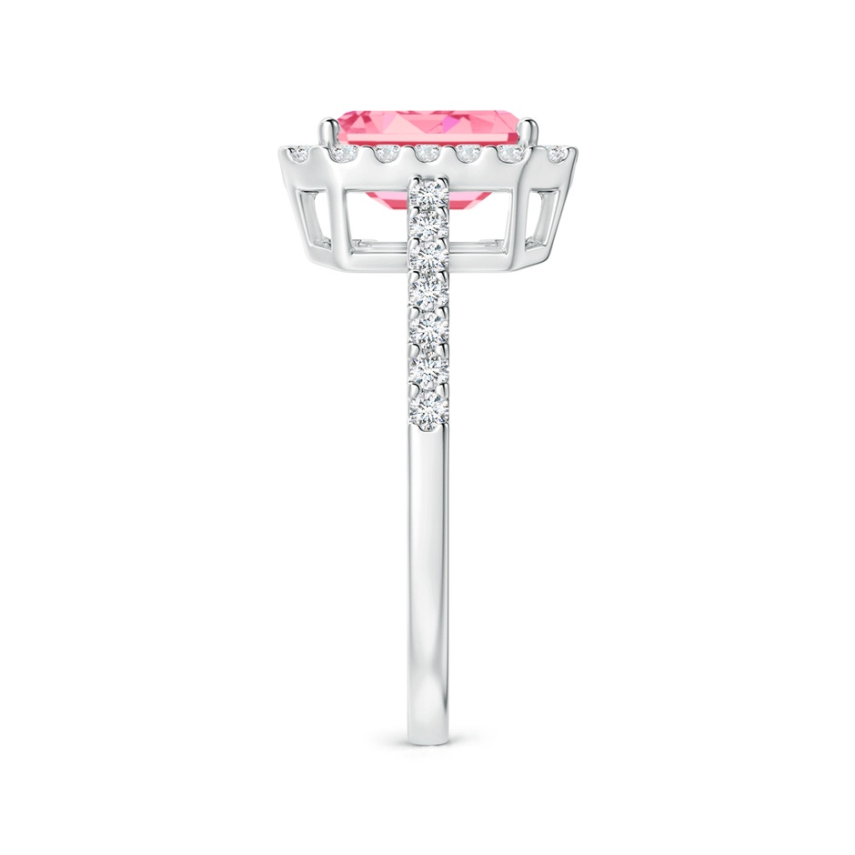 6x4mm Labgrown Emerald-Cut Lab-Grown Fancy Intense Pink Diamond Halo Ring in White Gold side 299