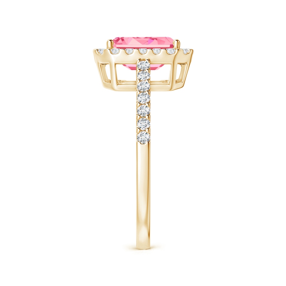 6x4mm Labgrown Emerald-Cut Lab-Grown Fancy Intense Pink Diamond Halo Ring in Yellow Gold side 299