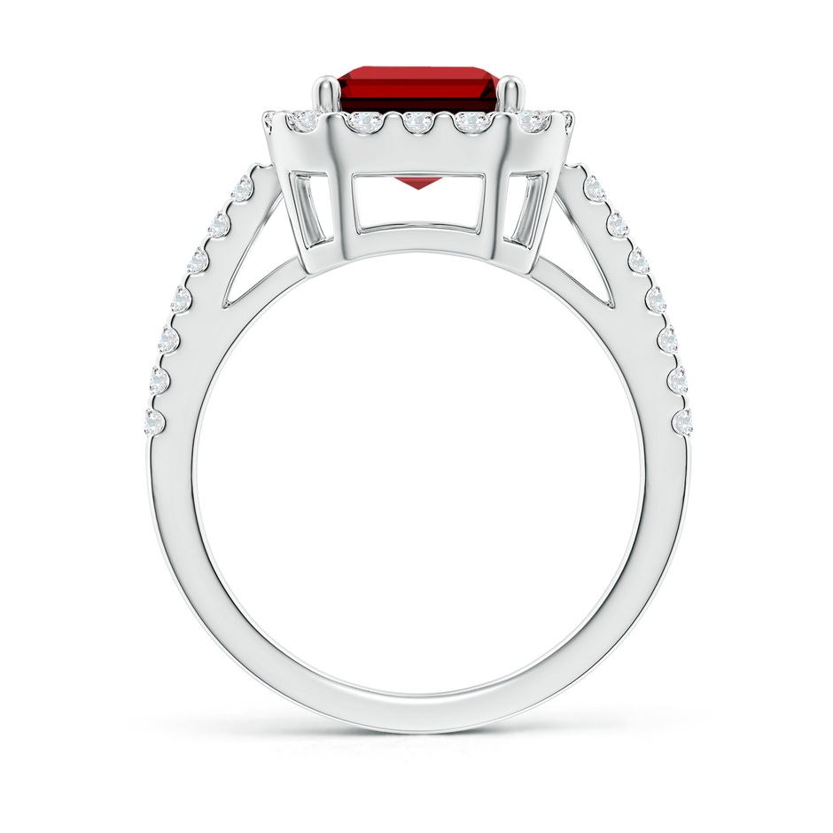 10x8mm Labgrown Lab-Grown Emerald-Cut Ruby Halo Ring in P950 Platinum side 199