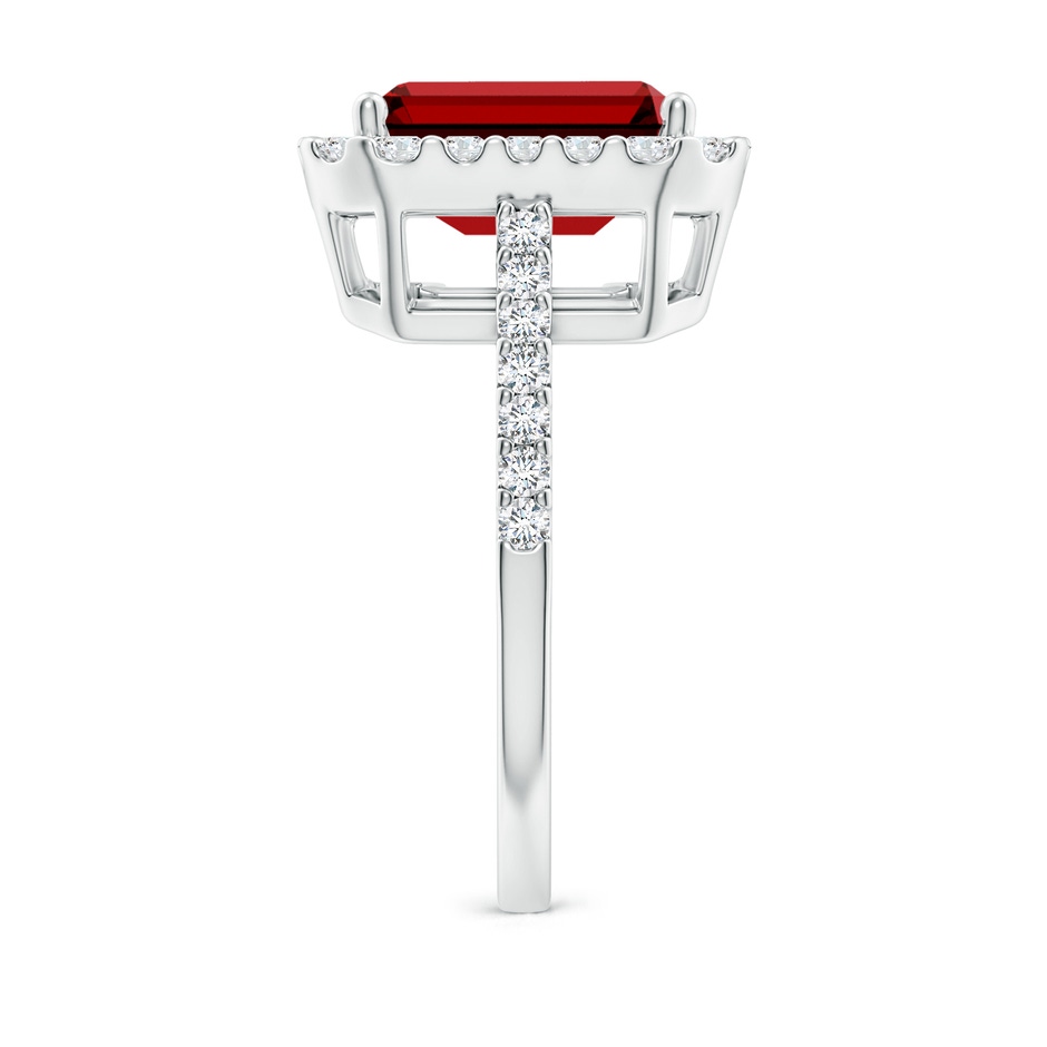 10x8mm Labgrown Lab-Grown Emerald-Cut Ruby Halo Ring in P950 Platinum side 299