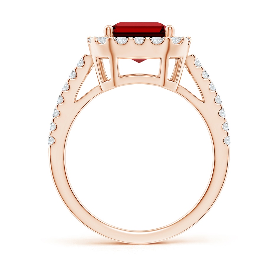 10x8mm Labgrown Lab-Grown Emerald-Cut Ruby Halo Ring in Rose Gold side 199